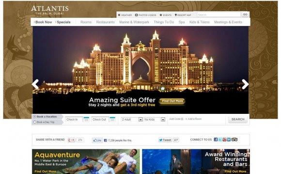 The hotel web design focuses