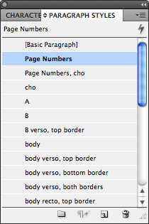 Character and Paragraph style palettes from InDesign.